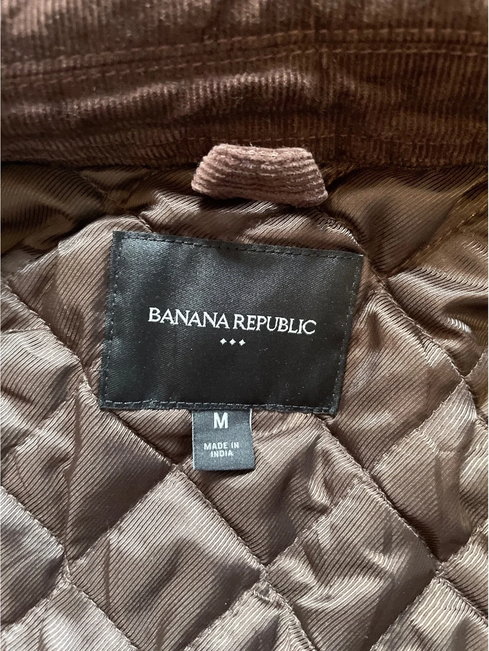 Banana Republic Tan Canvas Bomber Jacket Brown Corduroy Collar Men's Medium